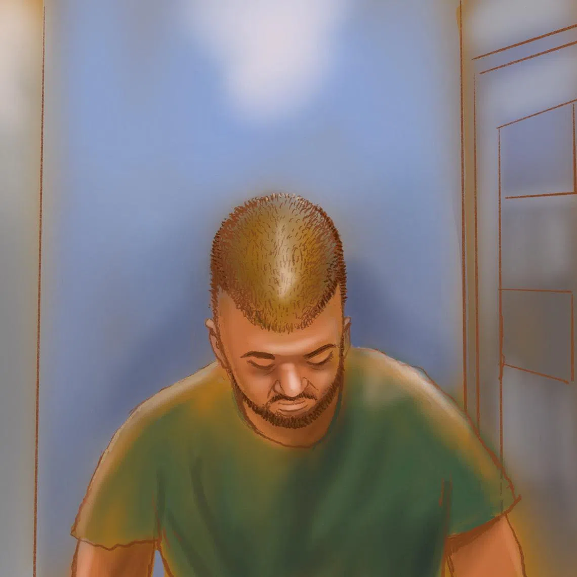 A court sketch depicts Naveed Akram, 24, accused of opening fire on a Jewish Hanukkah celebration at Sydney's Bondi Beach in an attack that killed 15 people, appearing via video link at Downing Centre Local and District Court in Sydney, Australia, March 17, 2026. Rocco Fazzari/AAP/via REUTERS