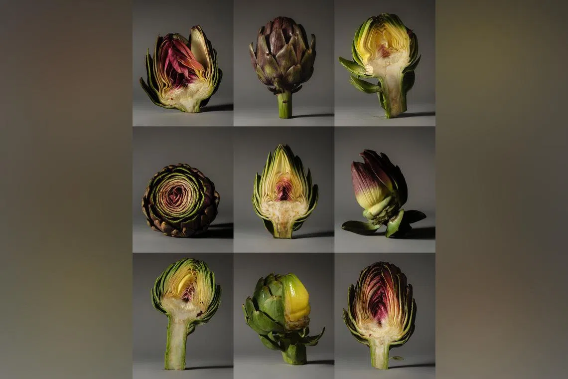A variety of artichokes.