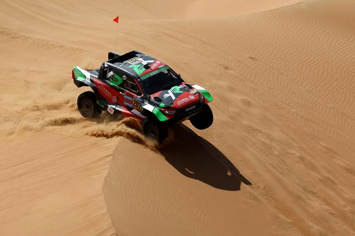 Rallying - Dakar Rally - Stage 11 - Shubaytah to Shubaytah - Saudi Arabia - January 16, 2025 Overdrive Racing's Yazeed Al-Rajhi and Timo Gottschalk in action REUTERS/Hamad I Mohammed