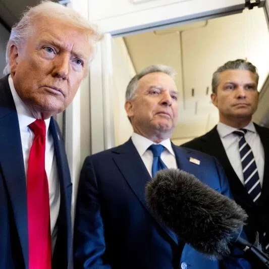 President Donald Trump and his trusted advisers on matters of war and peace: his golfing buddy Steve Witkoff and Defence Secretary Pete Hegseth.
