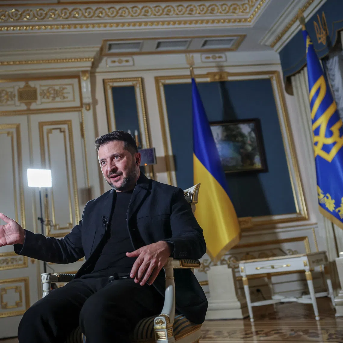 Ukraine's President Volodymyr Zelenskiy speaks during an interview with Reuters, amid Russia's attack on Ukraine, in Kyiv, Ukraine, October 2, 2026. REUTERS/Alina Smutko