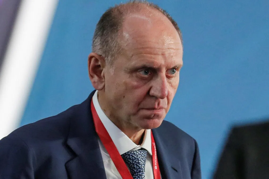 FILE PHOTO: Dmitry Pumpyansky, Chairman of the Board of Directors of Russian pipe maker TMK, attends the Russian Energy Week International Forum in Moscow, Russia October 13, 2021. Sergei Ilnitsky/Pool via REUTERS/File Photo