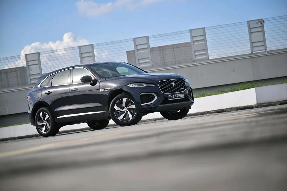 Interior and exterior of the Jaguar F-Pace PHEV on Jul 8, 2025.