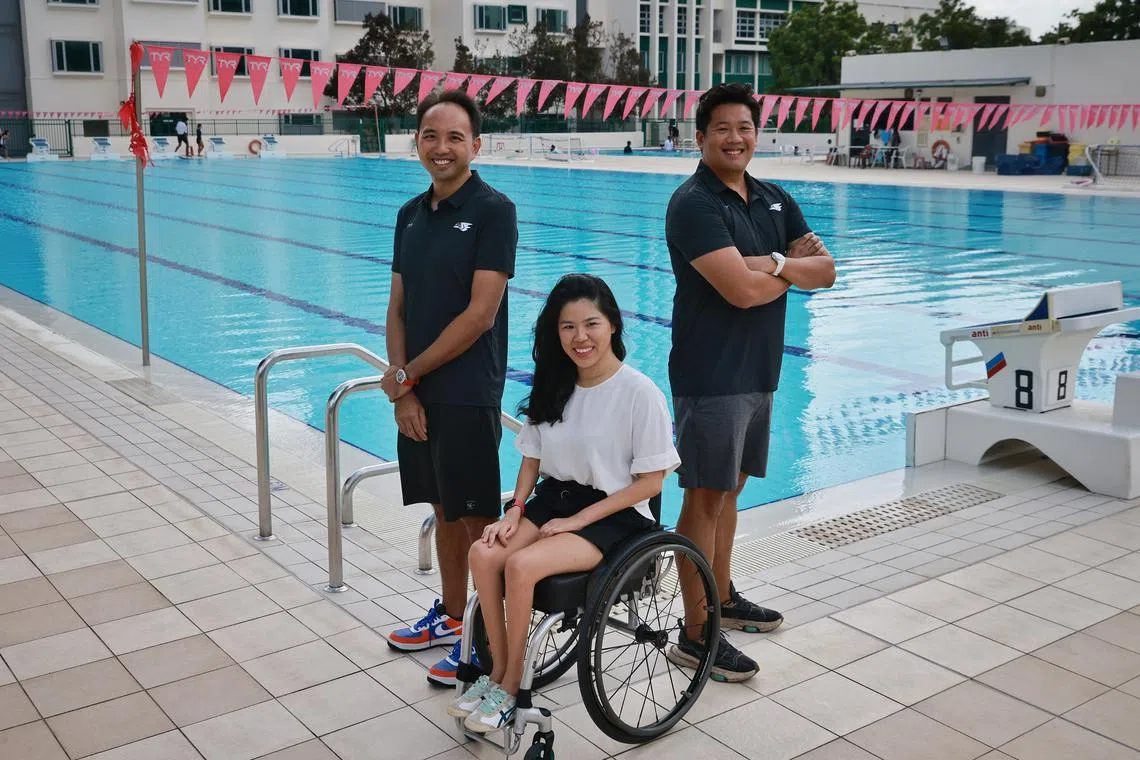 (from left) Leonard Tan, Yip Pin Xiu and Marcus Cheah founded learn-to-swim programme Apex Swimming.