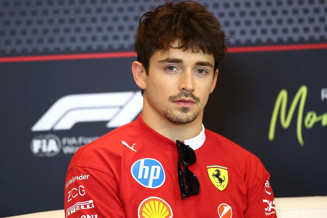 Formula One F1 - Monaco Grand Prix - Circuit de Monaco, Monaco - May 22, 2025 Ferrari's Charles Leclerc during a press conference ahead of the Monaco Grand Prix REUTERS/Piroschka Van De Wouw