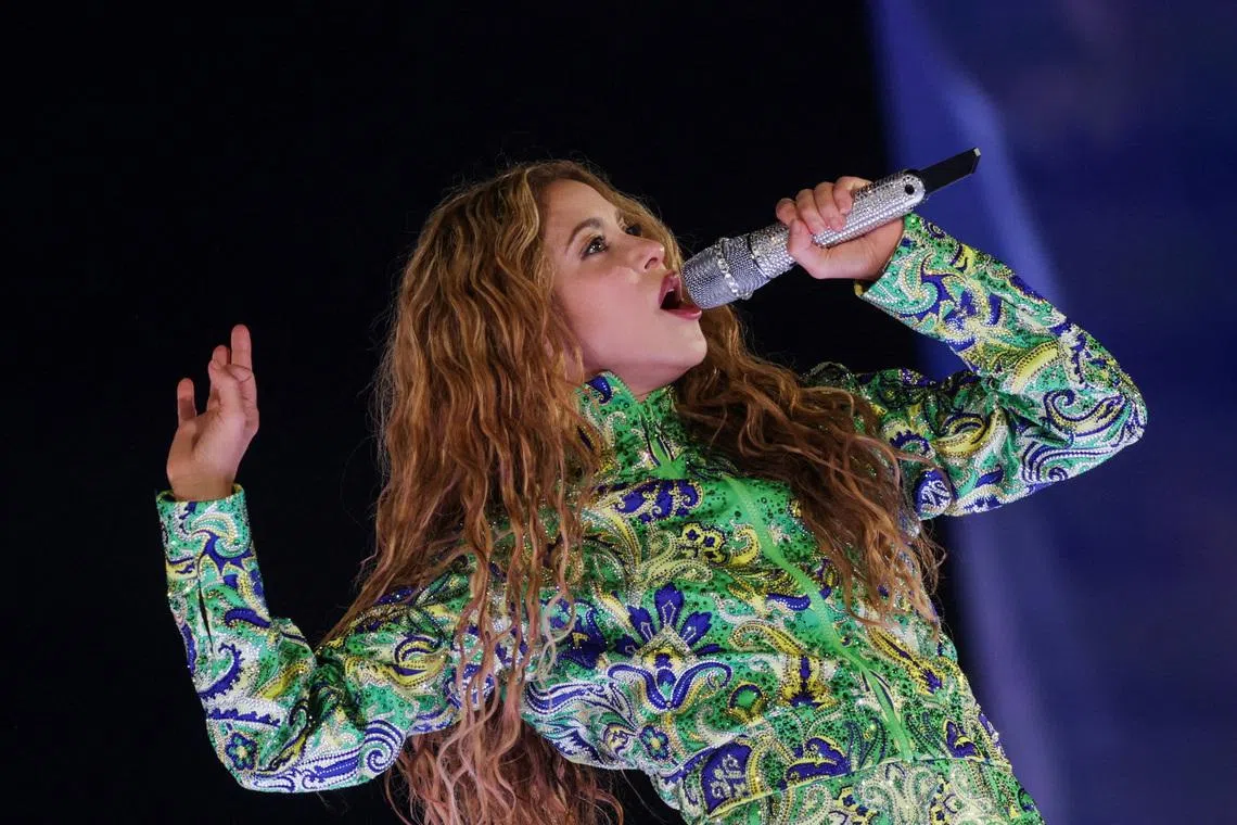 FILE PHOTO: Shakira performs during an open concert at the Copacabana beach in Rio de Janeiro, Brazil May 2, 2026. REUTERS/Ricardo Moraes/File Photo