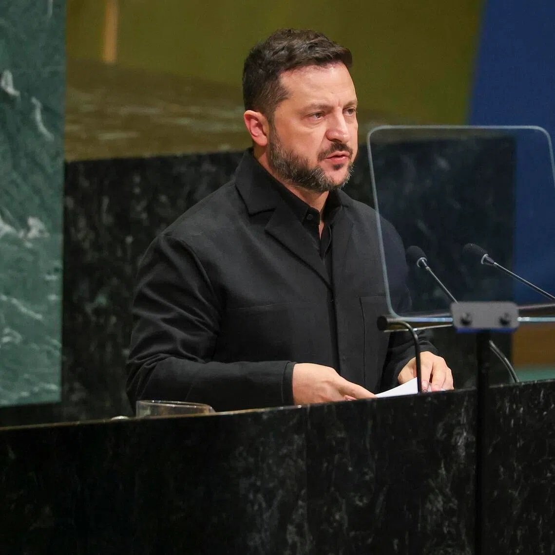 Ukrainian President Volodymyr Zelensky told the UN General Assembly on Sept 23 that Ukraine had sent two captured North Korean soldiers to the South.