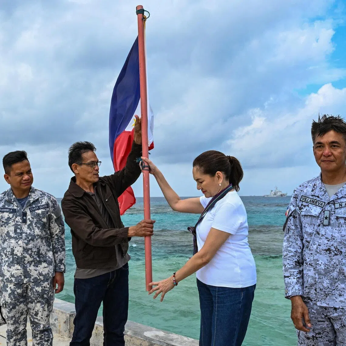 Philippine Senator Risa Hontiveros (second from right) said she believed Filipinos were not ready to give up “any portion of the West Philippine Sea” - the country's preferred name for the area.