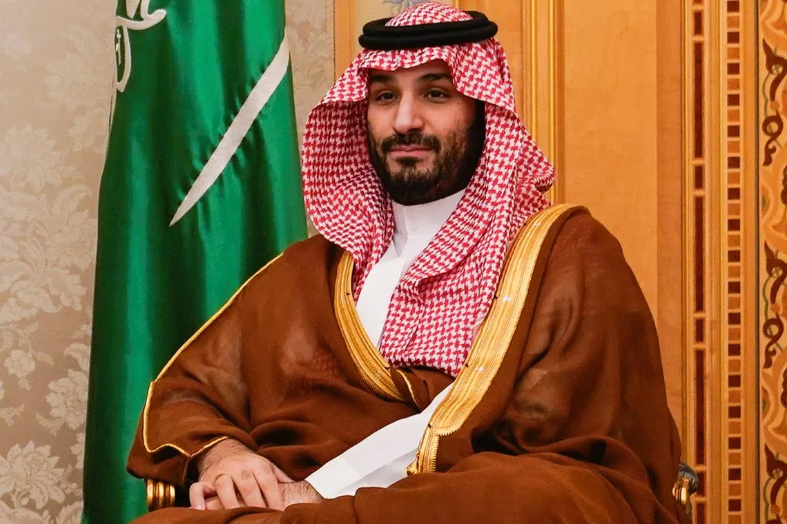 Saudi Crown Prince Mohammed bin Salman looks on as he meets U.S. Secretary of State Antony Blinken, in Riyadh, Saudi Arabia, October 23, 2024. REUTERS/Nathan Howard/Pool/ File Photo