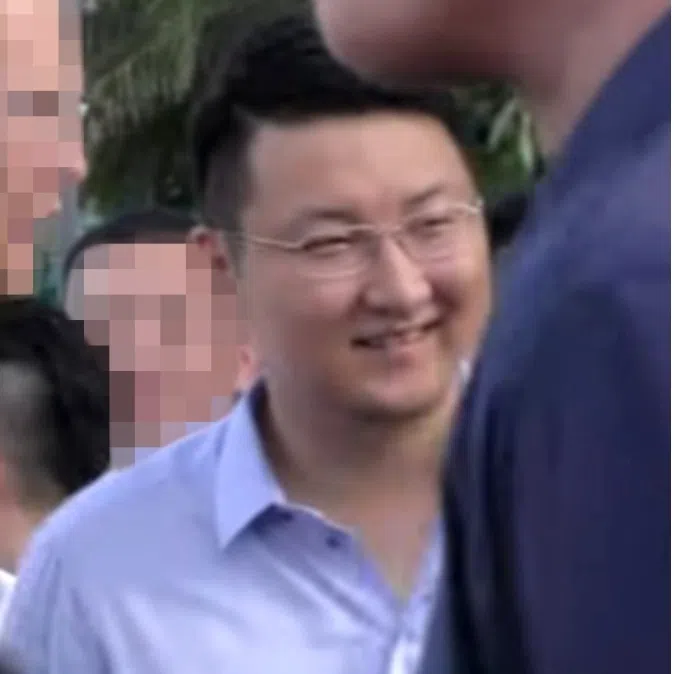 Alfred Law Hon Kit (second from left) being interviewed at Sunseeker M Singapore’s official launch in 2018. Law served as a director in the firm and was formerly hired as personal assistant to Chen Sokly (right).