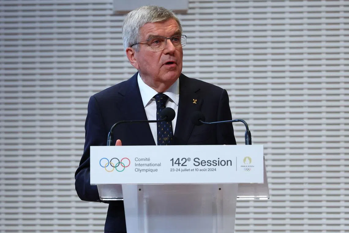 Paris 2024 Olympics - IOC Session Opening Ceremony - Fondation Louis Vuitton, Paris, France - July 22, 2024 International Olympic Committee (IOC) President Thomas Bach at the ceremony REUTERS/Stephanie Lecocq