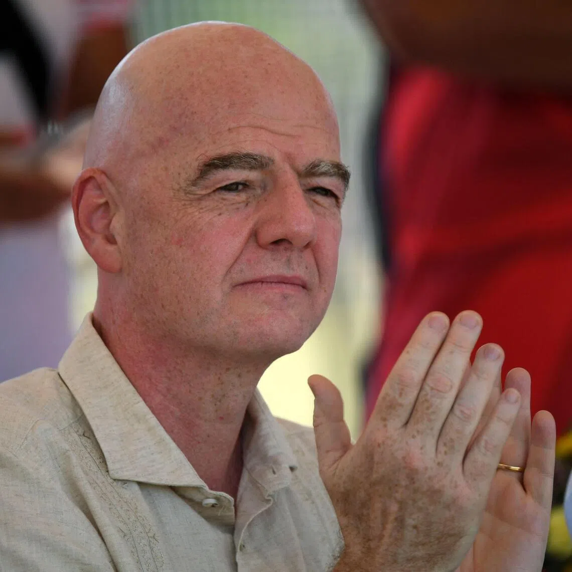 Embattled FIFA president Gianni Infantino visiting a sports complex in Cali, Colombia, on Aug 7.