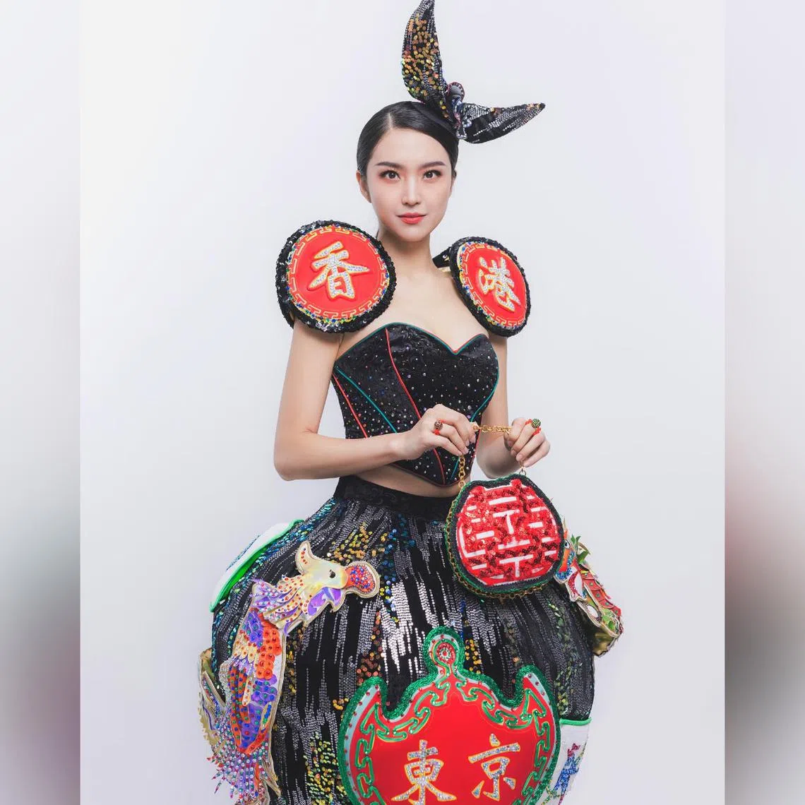The outfit Ms Verna Leung will be wearing at the Miss International Beauty Pageant was designed by seven students from the Hong Kong Design Institute.