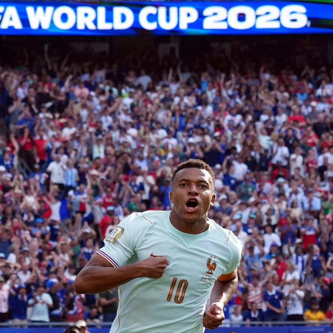 Soccer Football - FIFA World Cup 2026 - Quarter Final - France v Morocco - Boston Stadium, Foxborough, Massachusetts, U.S. - July 9, 2026 France's Kylian Mbappe celebrates scoring their first goal IMAGN IMAGES via Reuters/David Butler Ii