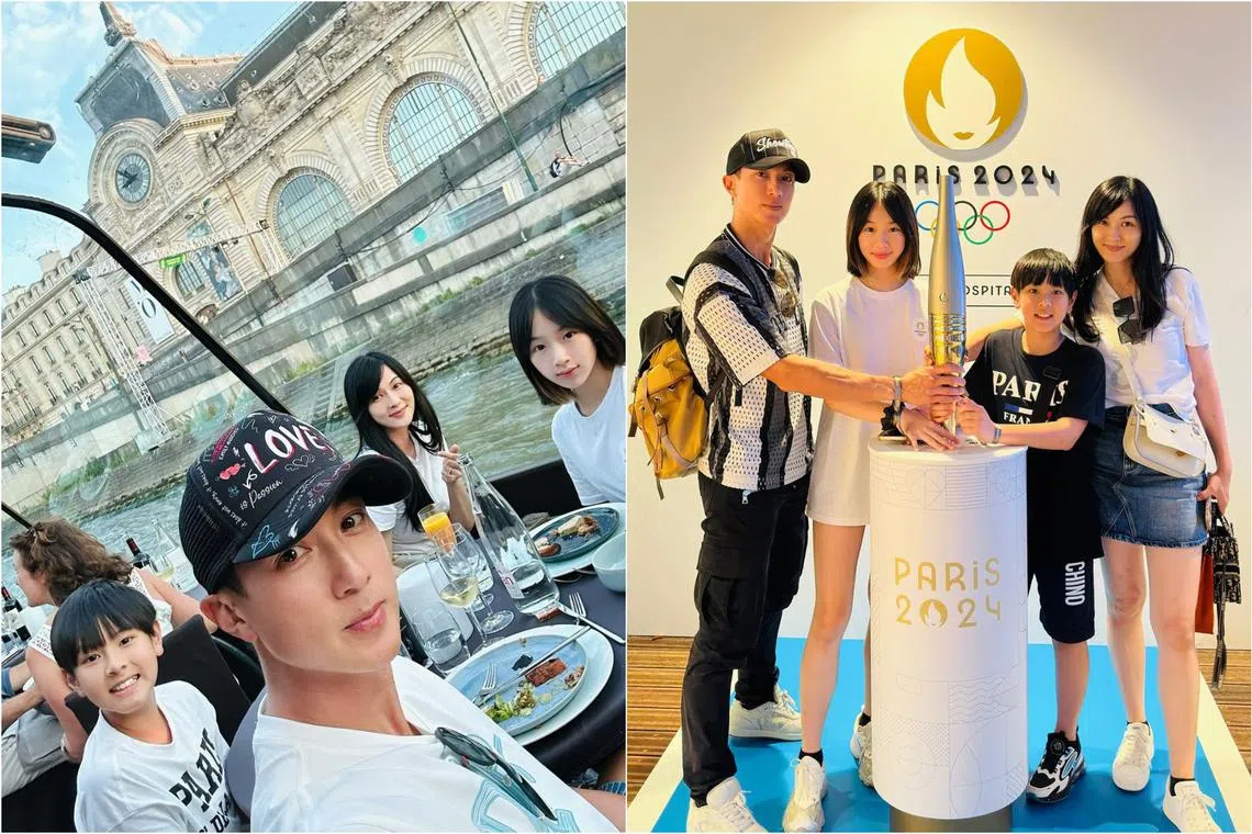 Brunei singer-actor Wu Chun with his wife and their two children Max and Shayna in Paris.