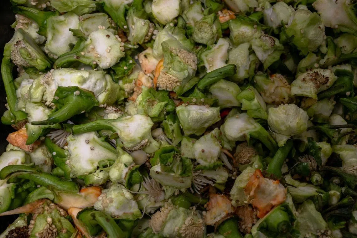 Food waste is weighed and tracked by Leanpath food waste prevention technology at the Google Bay View campus in Mountain View, California, US, on Tuesday, Nov. 28, 2023. Google said in March 2022 that it aimed to cut waste per employee by half and send zero food waste to landfills by 2025. By the end of 2022, it had already diverted 85% of waste. Photographer: Mike Kai Chen/Bloomberg