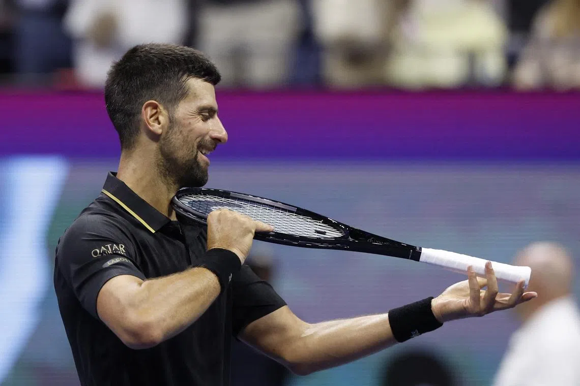 Tennis - U.S. Open - Flushing Meadows, New York, United States - August 31, 2025 Serbia's Novak Djokovic celebrates winning his fourth round match against Germany's Jan-Lennard Struff REUTERS/Eduardo Munoz