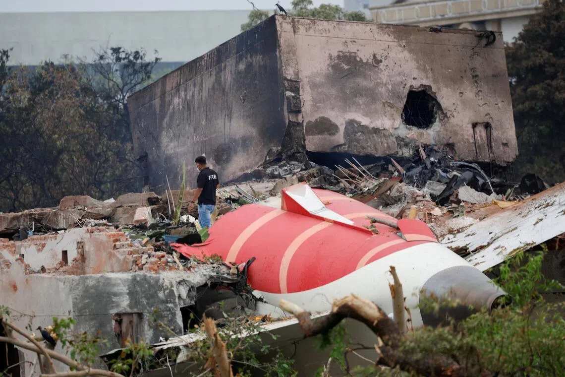 The crashed Air India Boeing 787-8 Dreamliner aircraft, in Ahmedabad, India, June 13, 2025.