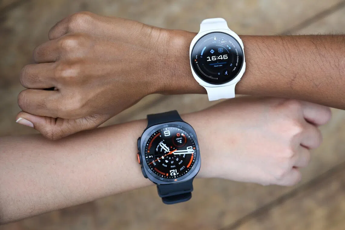 Samsung’s newest smart watches are the Galaxy Watch Ultra2 (bottom) and Galaxy Watch9 (top).