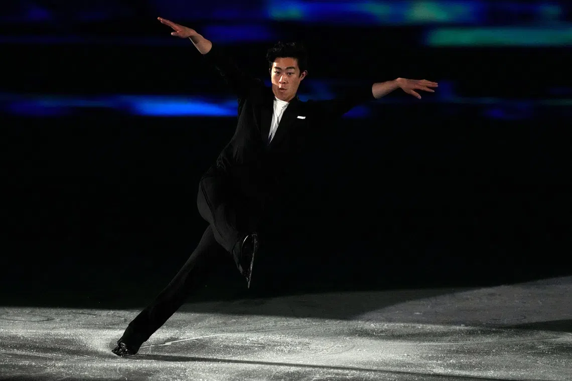 FILE PHOTO: 2022 Beijing Olympics - Figure Skating - Exhibition Gala - Capital Indoor Stadium, Beijing, China - February 20, 2022. Nathan Chen of the United States in action. REUTERS/Aleksandra Szmigiel/File Photo