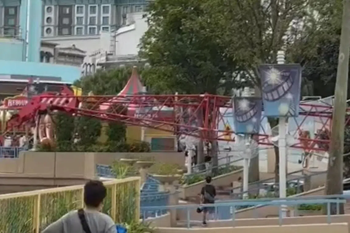 A video posted on Facebook shows the fallen crane, with curious onlookers nearby.