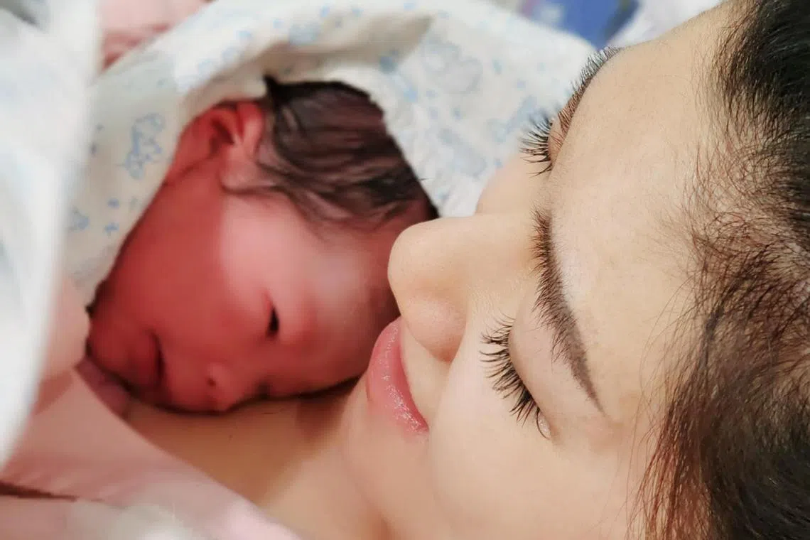Selina Jen posted three photos on social media, including one of her holding her bundle of joy.