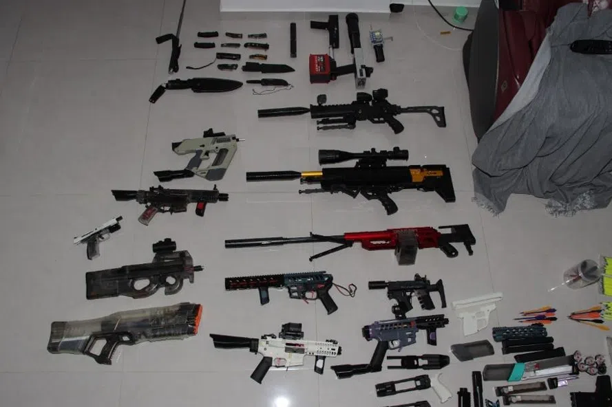 The man was arrested after he was caught firing projectiles from a Potong Pasir home on April 6.