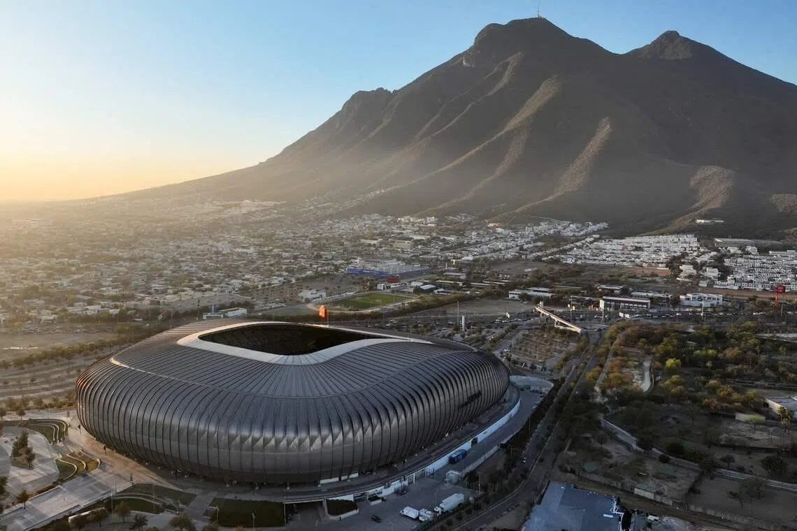 The BBVA Stadium in Monterrey, Nuevo Leo, Mexico, taken on February 25, 2026. The BBVA stadium will host four matches of the 2026 FIFA World Cup.