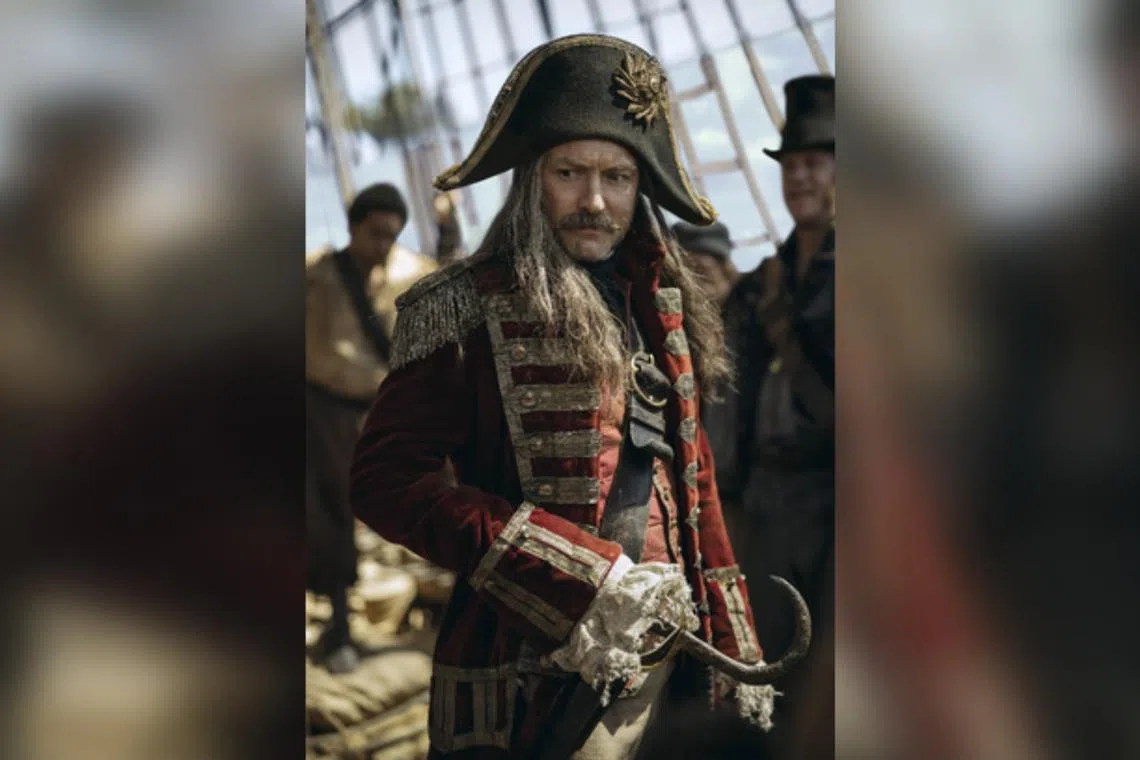 Jude Law as Captain Hook in Peter Pan & Wendy.