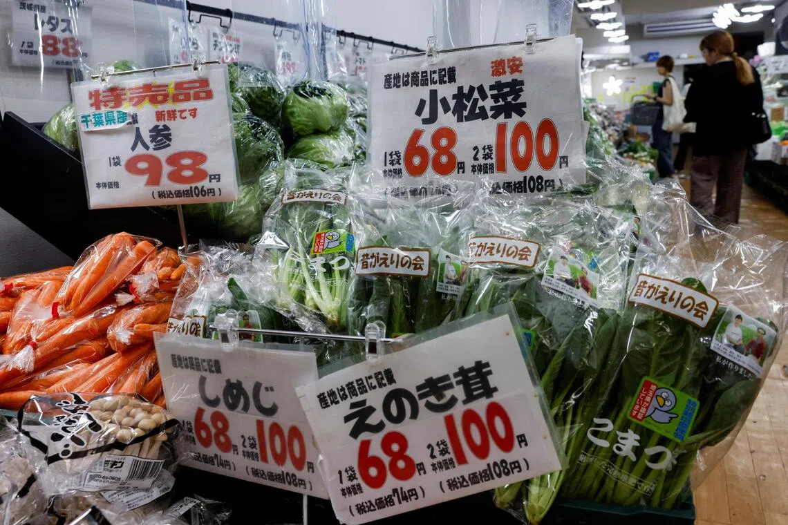 The retail price for a kilogram of lettuce was 1,143 yen (S$9) from Oct 5 to 7, roughly double the average over the past five years.