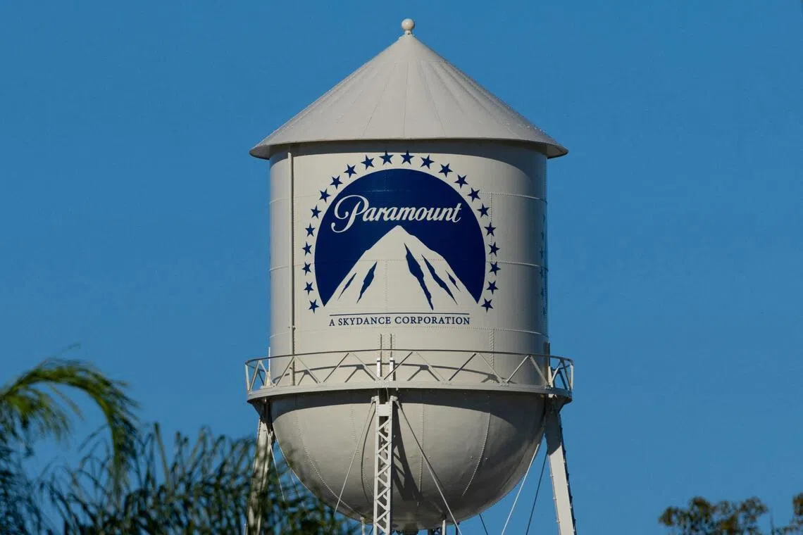 The Paramount water tower is shown on the Paramount studio lot in Hollywood, Los Angeles, California, U.S., on January 13, 2026.