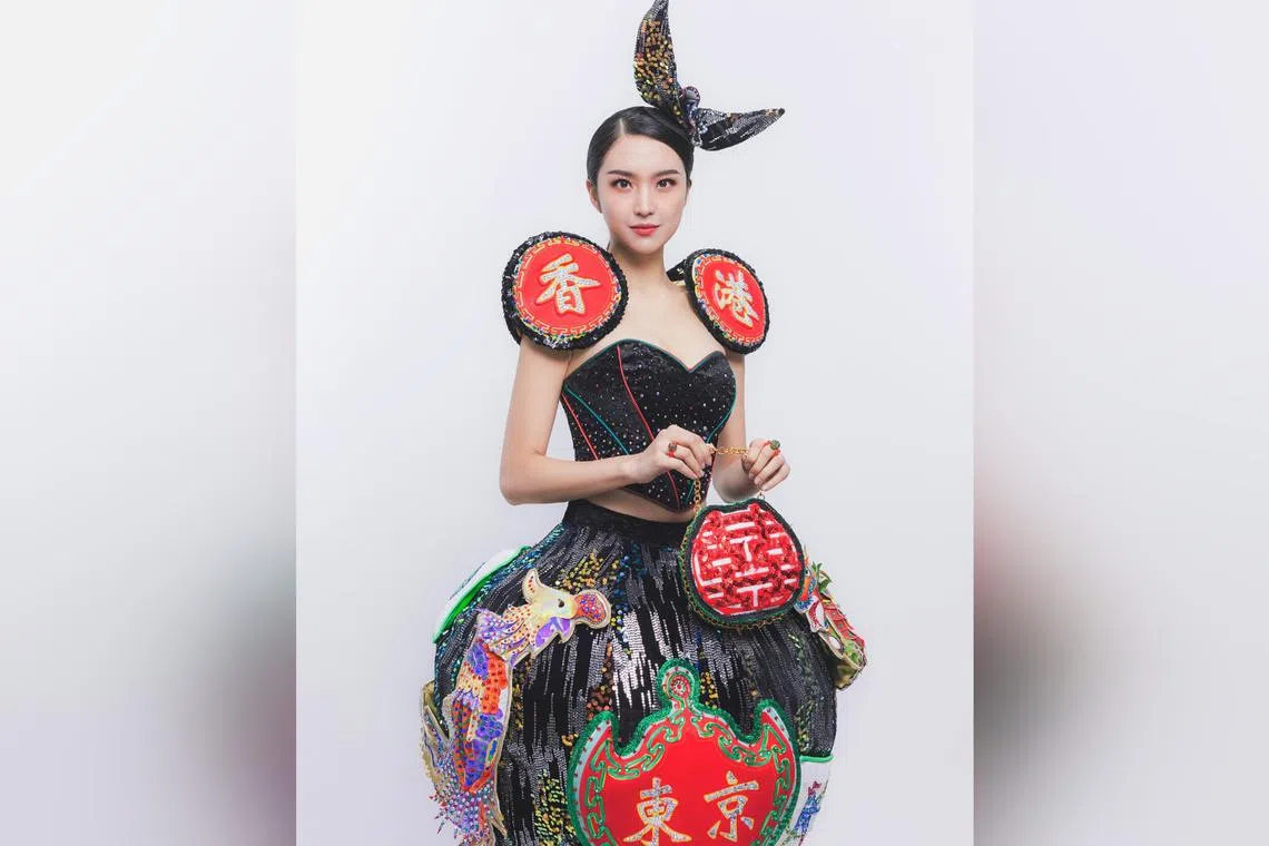 The outfit Ms Verna Leung will be wearing at the Miss International Beauty Pageant was designed by seven students from the Hong Kong Design Institute.