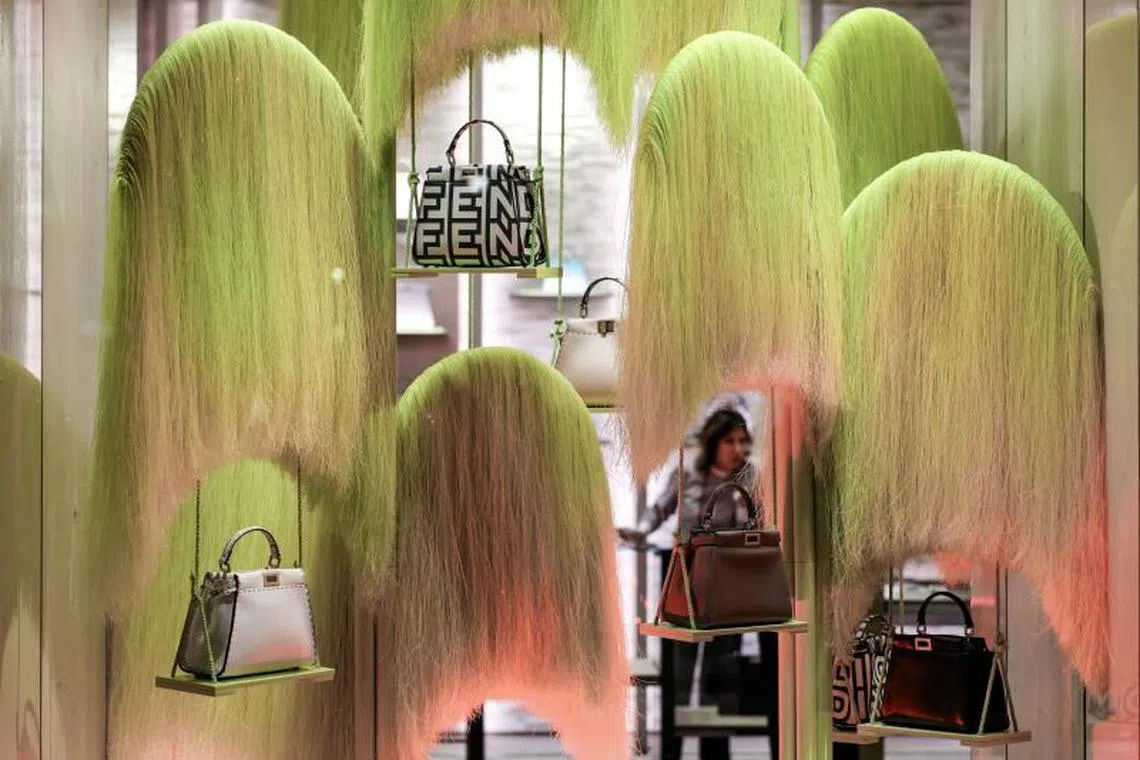 A display of luxury handbags at Palazzo Fendi, Fendi's flagship store, in Rome, Italy.