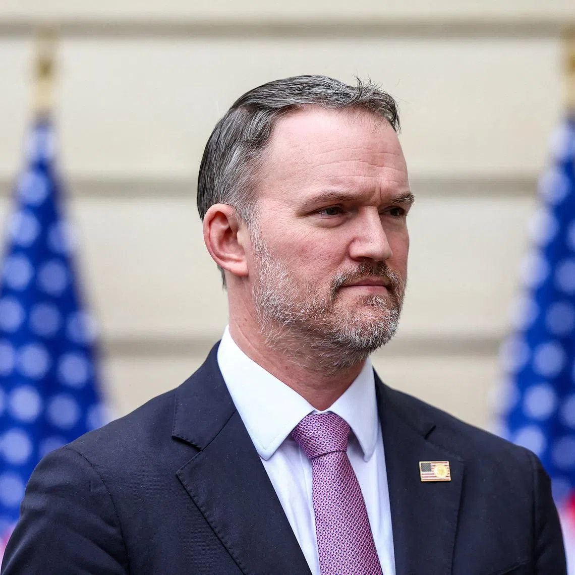 FILE PHOTO: U.S. Trade Representative Jamieson Greer attends a press conference with U.S. Treasury Secretary Scott Bessent (not pictured) after two days of meetings with a Chinese delegation, in Paris, France March 16, 2026. REUTERS/Abdul Saboor/File Photo