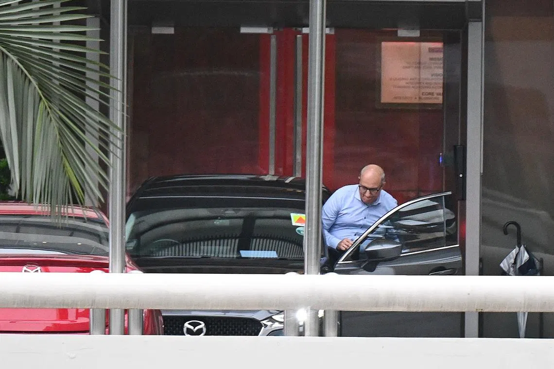 Transport Minister S. Iswaran leaving the CPIB at around 6.50pm on July 19. The online article had alleged that PM Lee Hsien Loong and DPM Lawrence Wong did not disclose the fact of Mr Iswaran’s arrest because it was politically embarrassing.