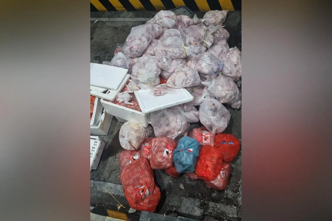 The illegal consignment, which was seized, contained more than 1,200kg of frozen poultry.