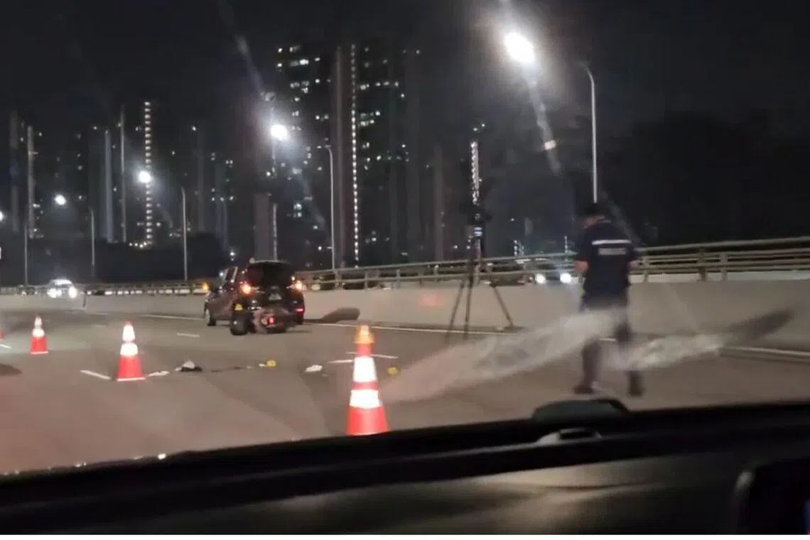 The police said that they were alerted to an accident involving a car and a motorcycle along KJE, in the direction of BKE, at about 9.30pm on May 23.