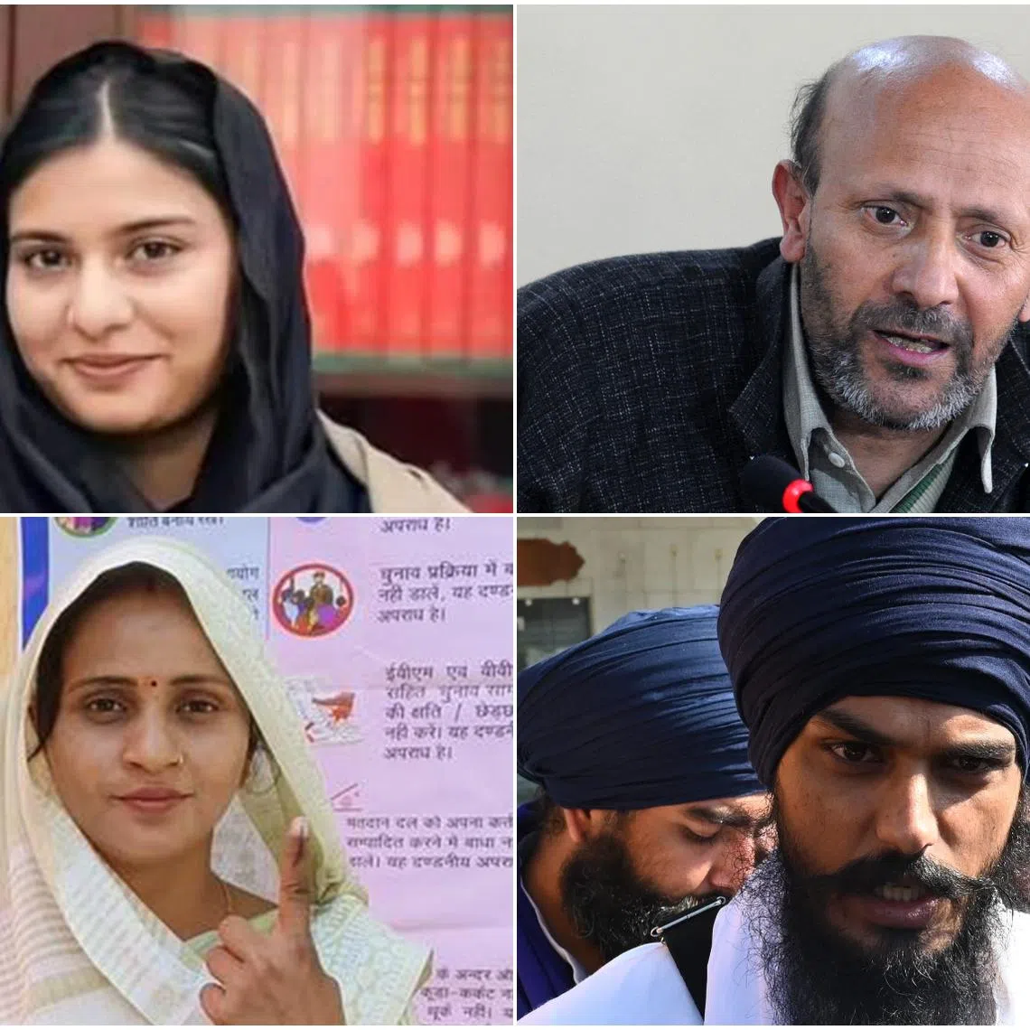 (Clockwise from top left) Ms Iqra Hasan, Mr Abdul Rashid Sheikh, Mr Amritpal Singh and Ms Sanjana Jatav staged stunning wins.