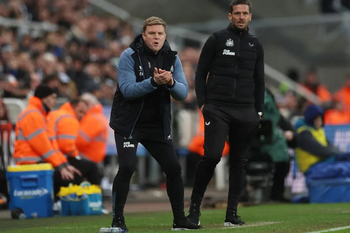 Newcastle manager Eddie Howe during the second leg of the League Cup semi-final against Southampton.
