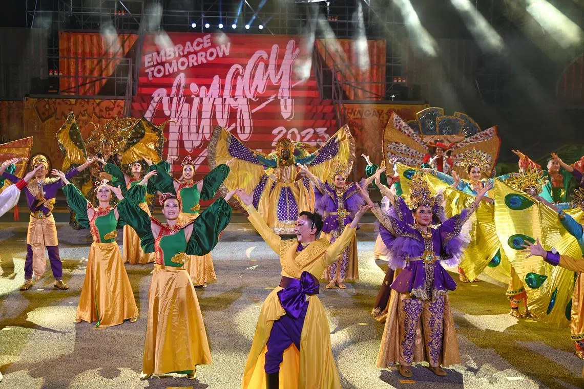 Performers rehearsing for Chingay 2023, which will take place on Feb 3 and 4, 2023. 