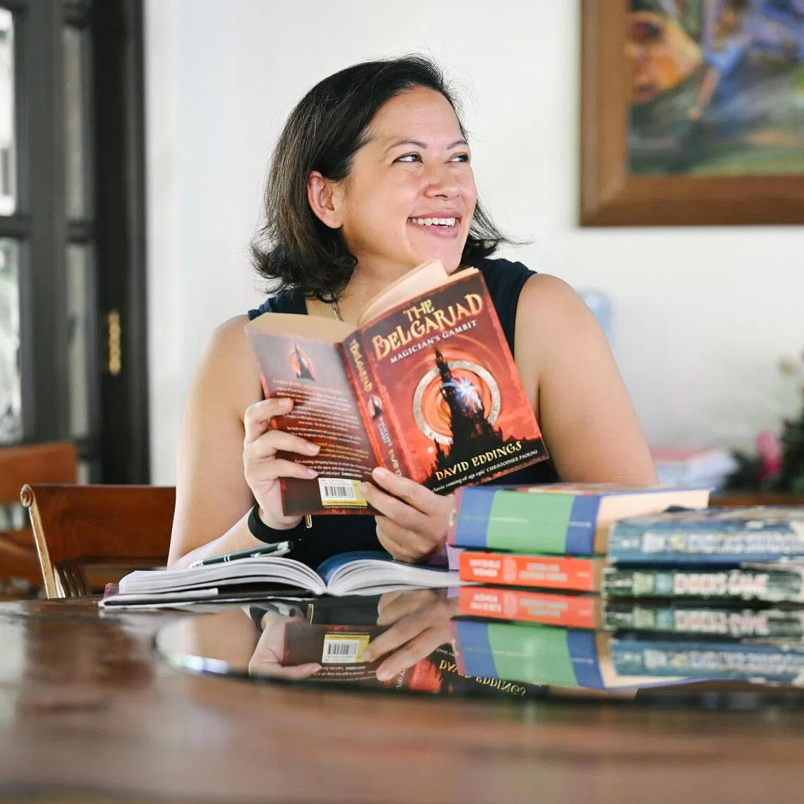 Ms Tamara Singh with the books she reads at home on Dec 29, 2025, for the ST Life BookTalk column.