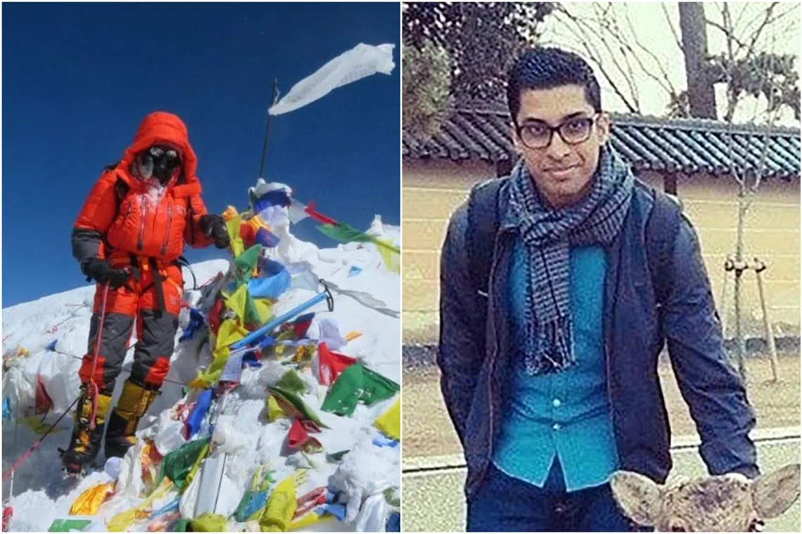 Singaporean climber Shrinivas Sainis Dattatraya (in orange) at the Mount Everest summit on May 19. He went missing soon after.