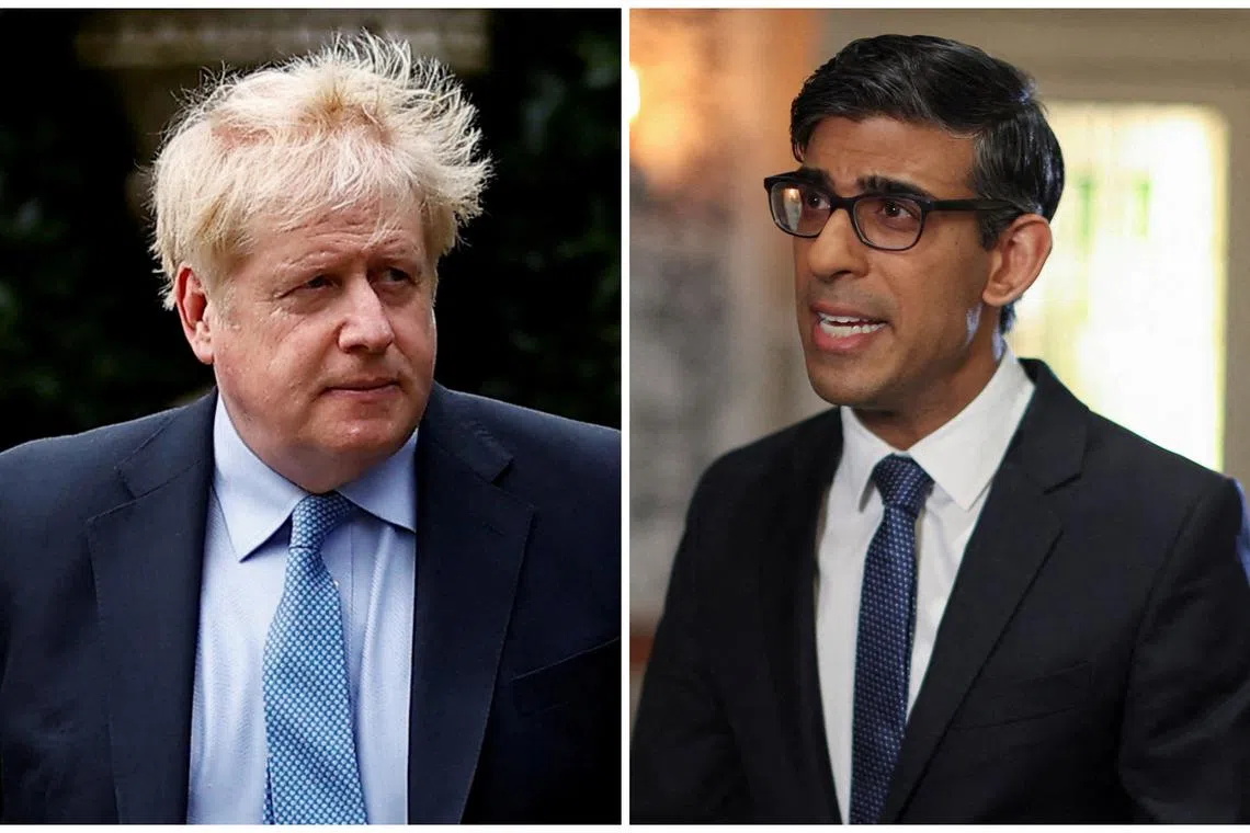 British Prime Minister Rishi Sunak accused his predecessor Boris Johnson of asking him to overrule the committee.