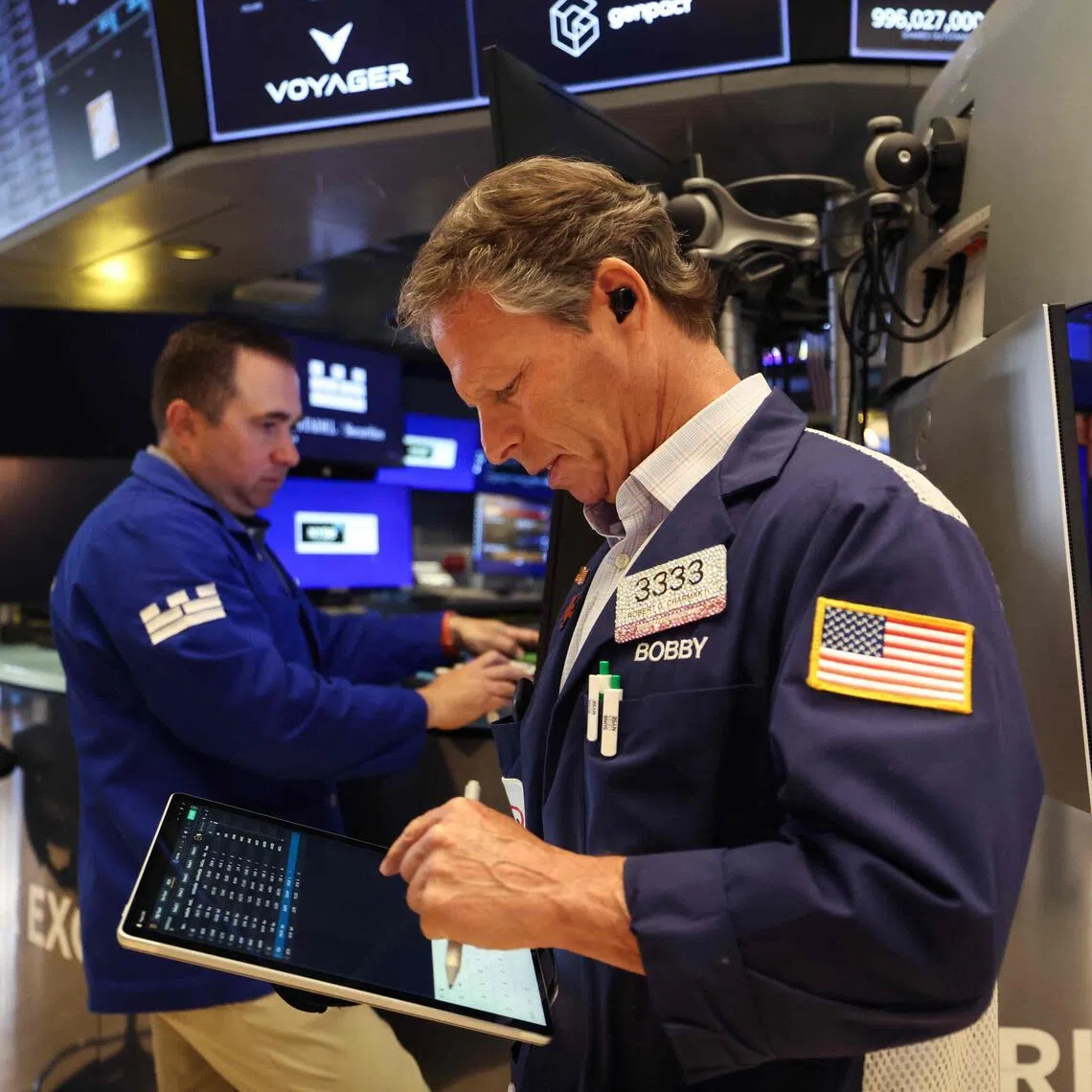 Traders working on the floor of the New York Stock Exchange, in New York City, on May 19.