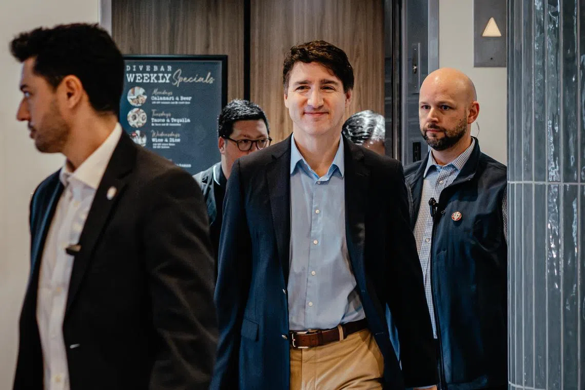 Canadian Prime Minister Justin Trudeau leaving his hotel in West Palm Beach, Florida, on Nov 30, a day after his meeting with US President-elect Donald Trump.
