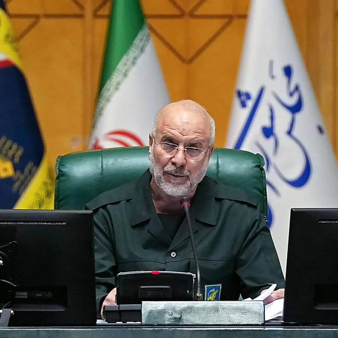 Iran’s Parliament Speaker Mohammad Bagher Ghalibaf chairs a session in Tehran on Feb 1, 2026.