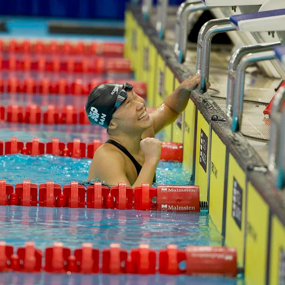 Gan Ching Hwee after breaking Quah Ting Wen's 18-year-old 400m Individual Medley national record at the Singapore Swim Series on Feb 8.
