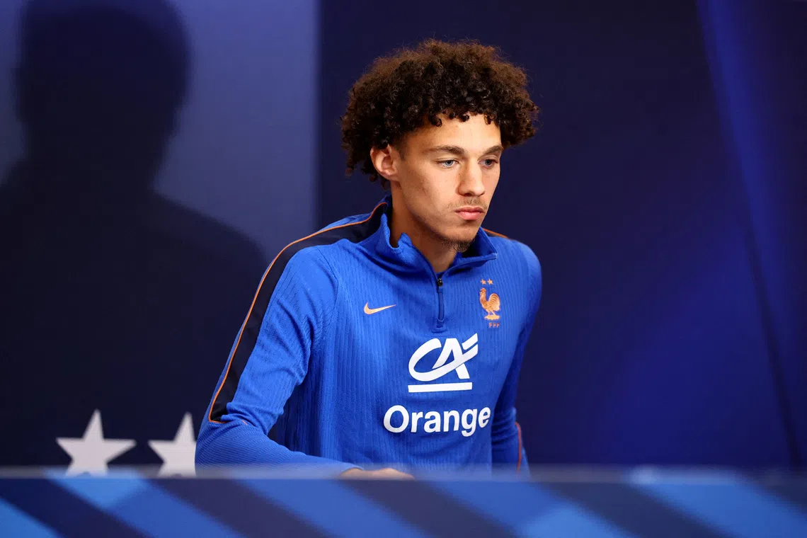FILE PHOTO: Soccer Football - FIFA World Cup 2026 - France Press Conference - Bentley University, Waltham, Massachusetts, U.S. - June 18, 2026 France's Maghnes Akliouche during a press conference REUTERS/Peter Cziborra/File Photo