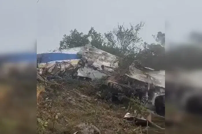 A screenshot from an online video that is said to show the crash site. 