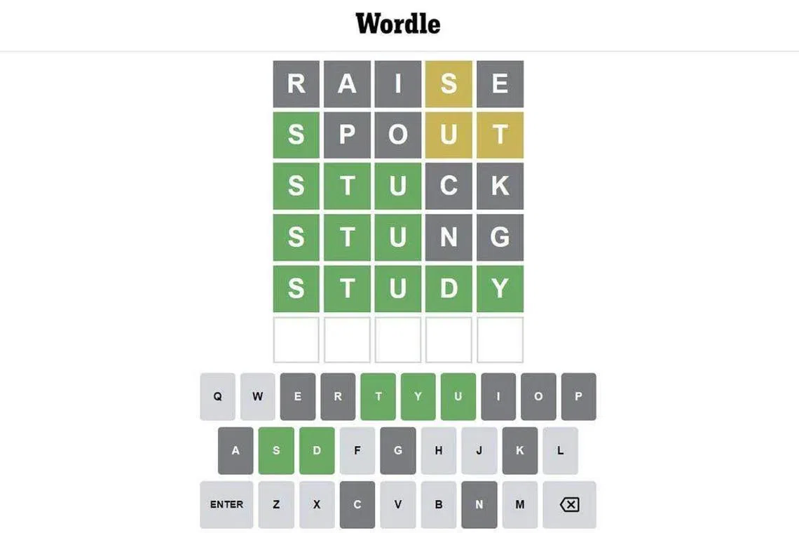 Wordle challenges players to guess a secret five-letter word in six tries.